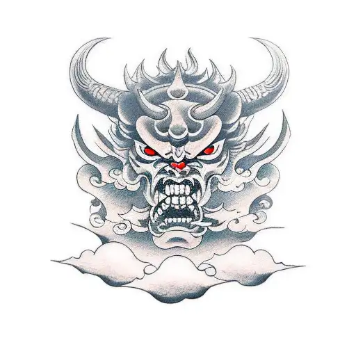 Demon Mask With Clouds