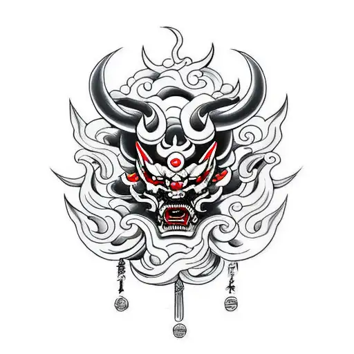 Demon Mask With Clouds