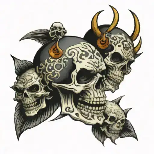 Skull Happy And Angry Face