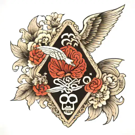 Ace Card And Wing Made Entirely Of Black