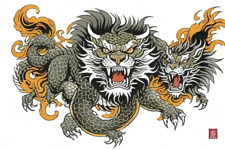 Dragon Fire Bresthing And Lion Roaring