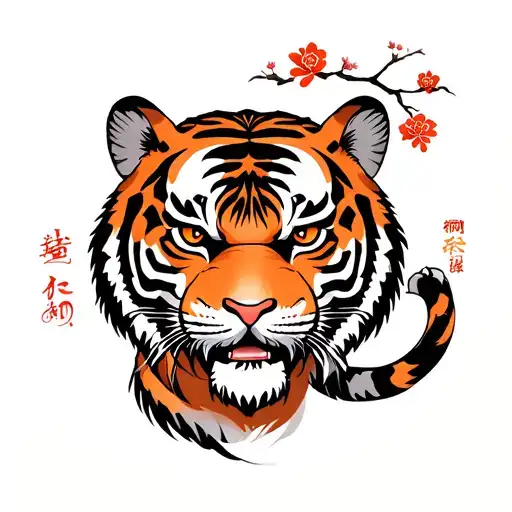 Chinese Zodiac Earth Tiger Tattoo Design