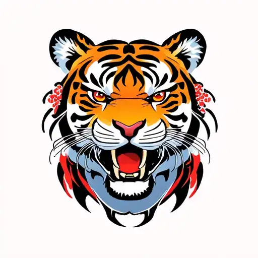 Chinese Zodiac Earth Tiger Tattoo Design