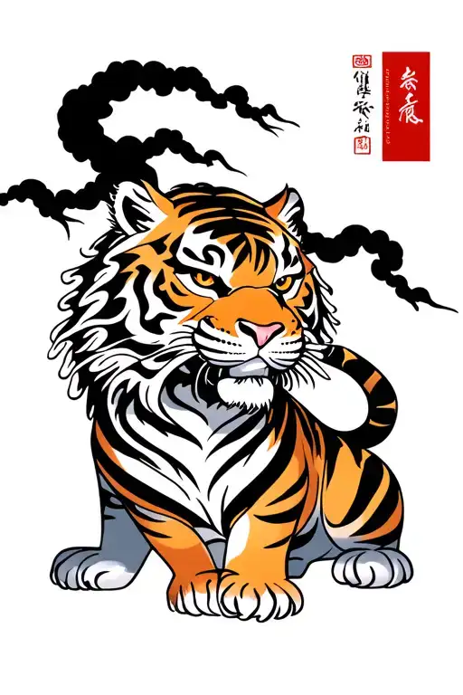 Chinese Zodiac Earth Tiger Tattoo Design