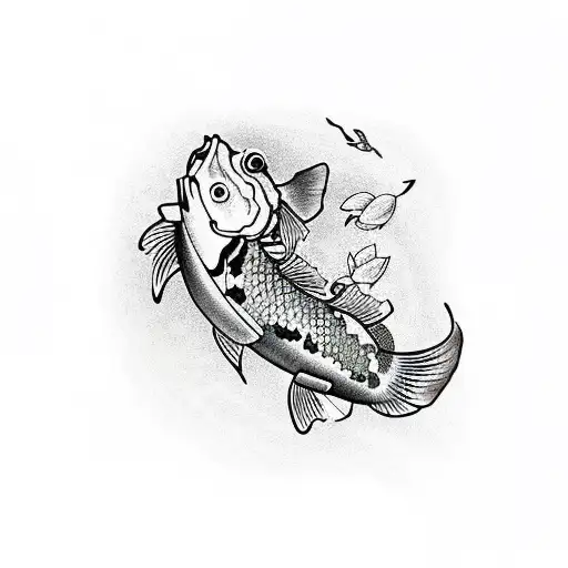 Koi Fish With Delilah Flower