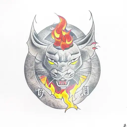 Panther And Dragon With Flames