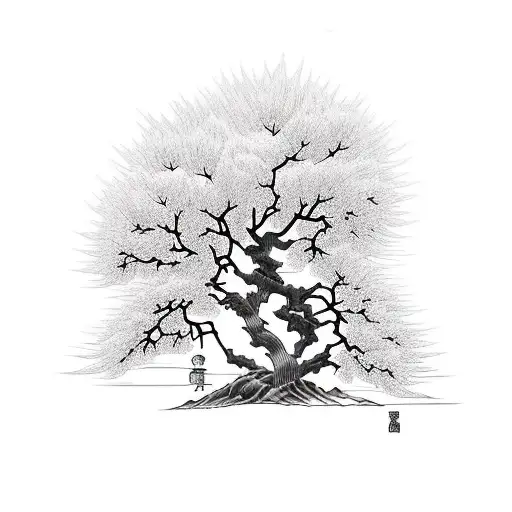 Willow Tree Black An White Dark Purple Highlights