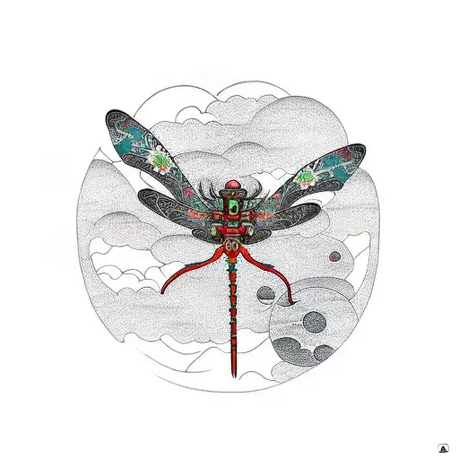 Dragon Flies Around The Moon