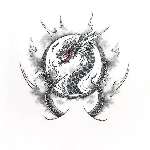 Moon Dragon Black And Red