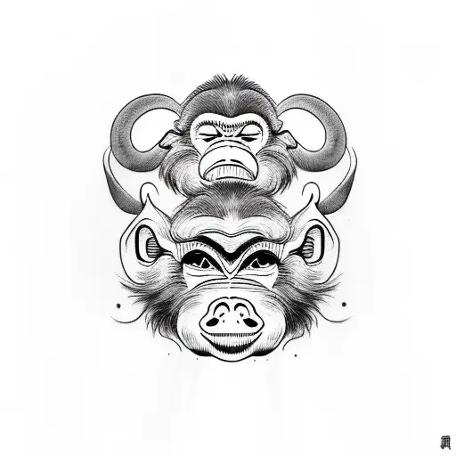 2 Monkey Am Ox And A Pig