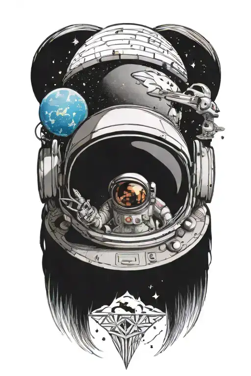 Mix Of Astronout Helmet And Dark Side Of The Moon Album Cover