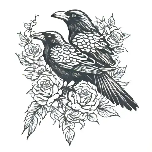 Crow And Roses