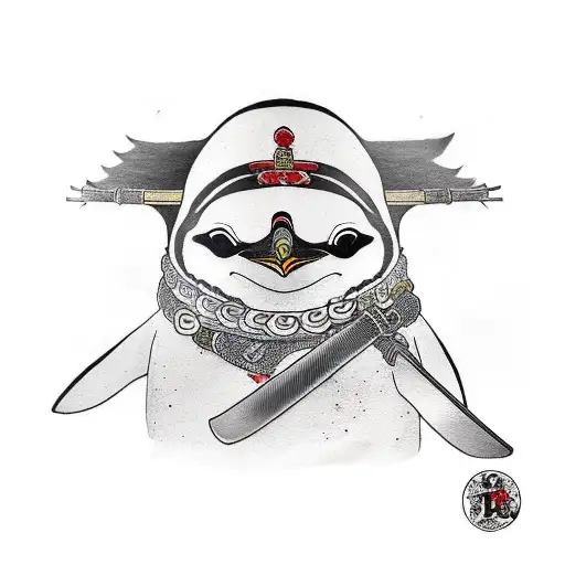 Penguin With Samurai Sword