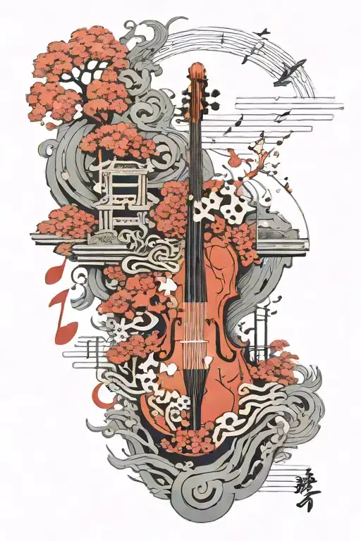 A Surreal Landscape Of Music Notes Morphing Into Travel Destinations With Hidden Drug References