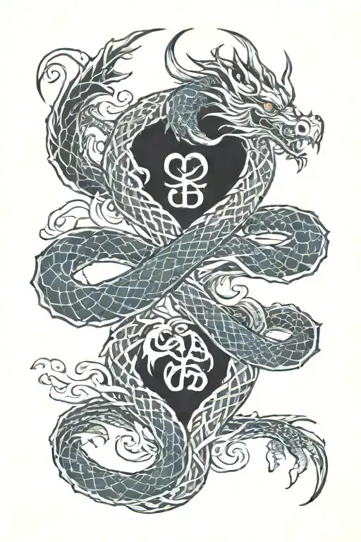 Dragon Heart Intertwined With An Infinity Sign