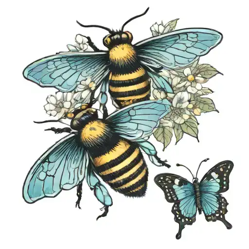 A Composite Being Of A Bee And A Butterfly Ready To Attack