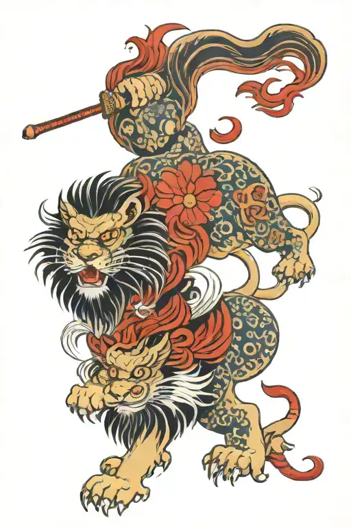 Lion With Tengu