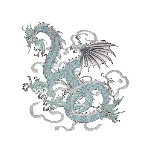 Mint With Dragon With Flowers