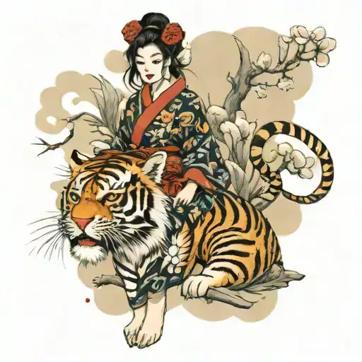 Tiger And Beautiful Woman
