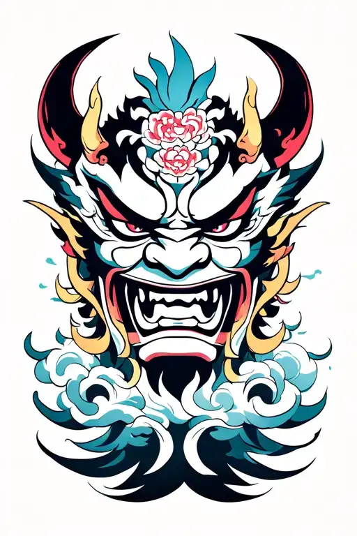 Oni Mask With Clouds