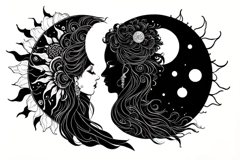Gemini Sisters With Sun And Moon Phases