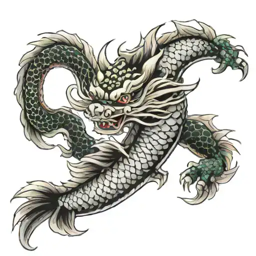 Japanese Dragon And Koi Fish Half Sleeve