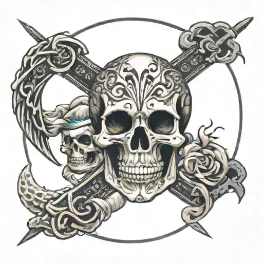 Skull And Libra Zodiac Sign