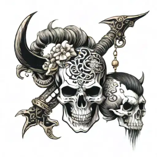 Skull Capricorn And Libra Zodiac Sign Made