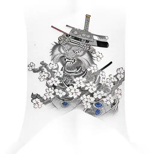 Samurai With Cherry Blossoms Sleeve