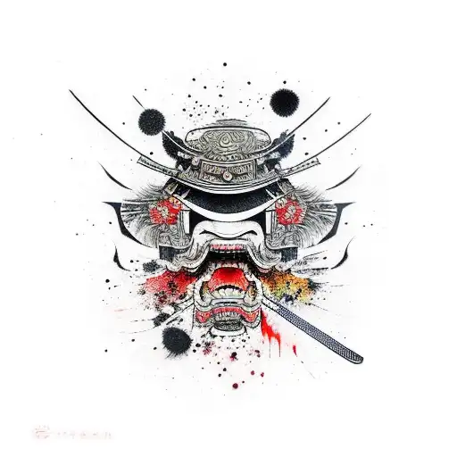 Samurai With Ink Splatter