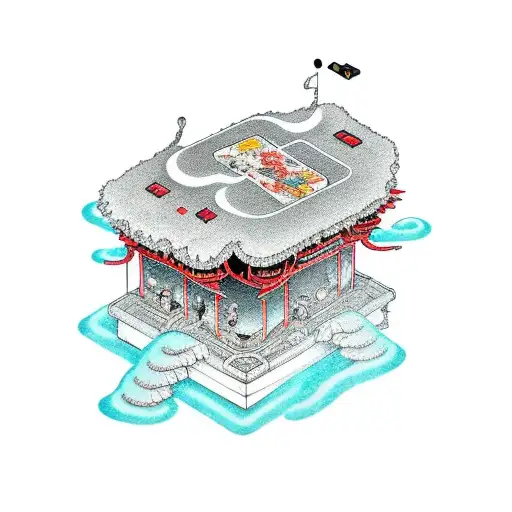 A Surreal Scene Of A Gaming Console Floating On A Rooftop