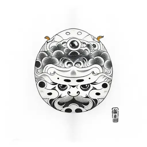 Daruma With Black Waves