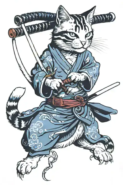 Cat With Katana Sword Fight Scene