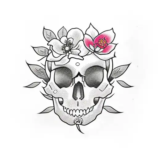 Skull With Sakura Growing From It