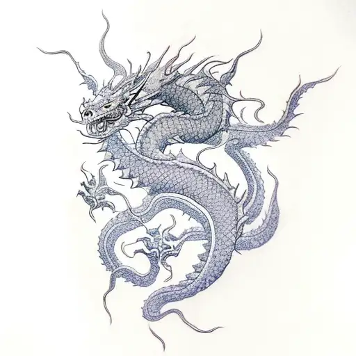 Green Dragon Coming Out Of The Water