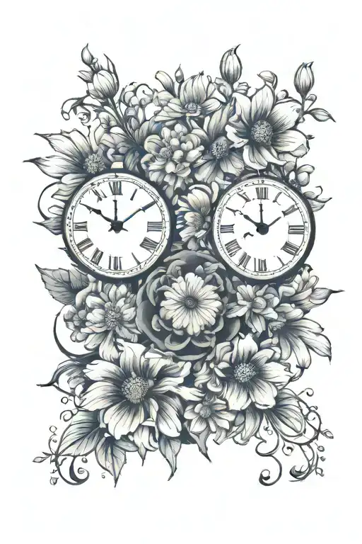 Cosmos Flowers A Clock Face