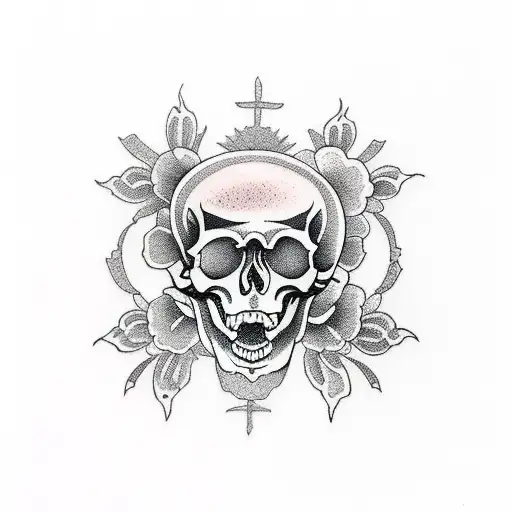 Traditional Flowers And Skull Burning