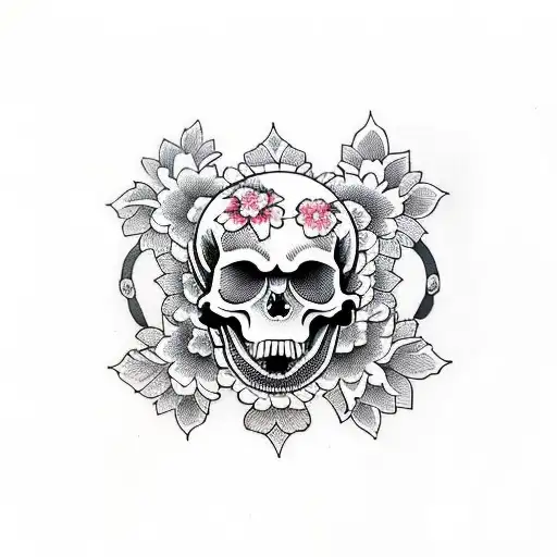 Traditional Flowers And Skull Burning