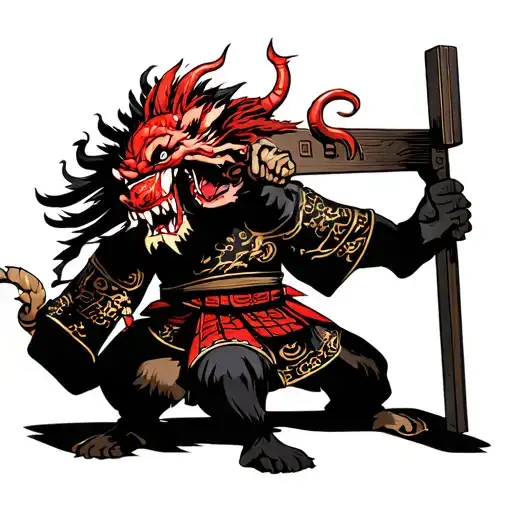 Samurai Guillotine Choking A Demon