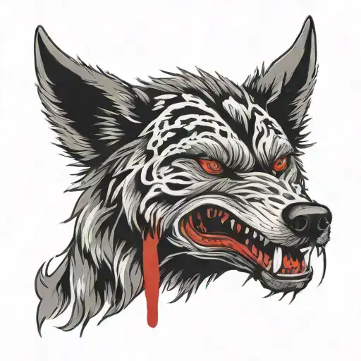Wolf With Bloody Mouth