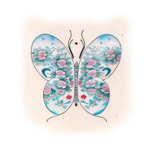 Flower Butterfly Moon