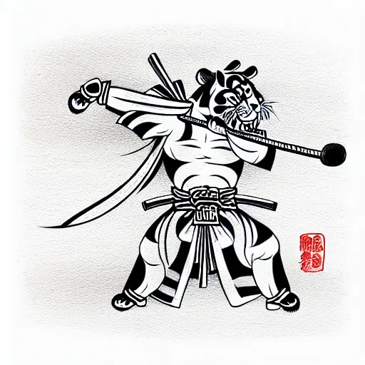 Samurai Wrestling A Tiger