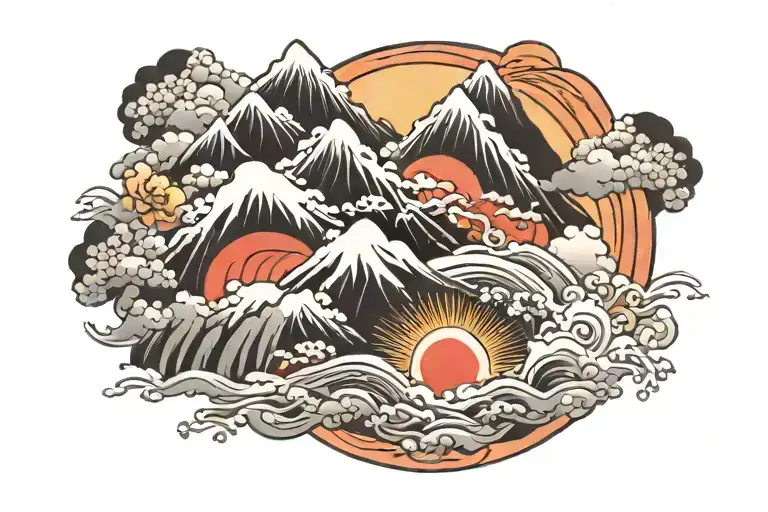 The Sun Shining Behind Mountains