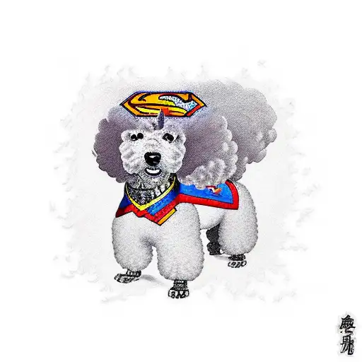 Poodle Dog With Superman Cape
