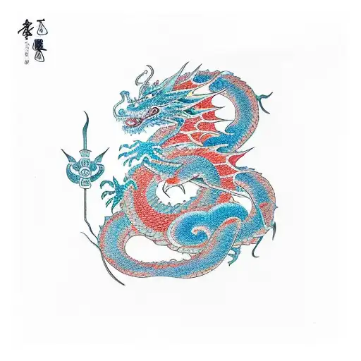 A Minimalist Dragon Curled Around A Geometric Representation Of The Taurus Zodiac Symbol