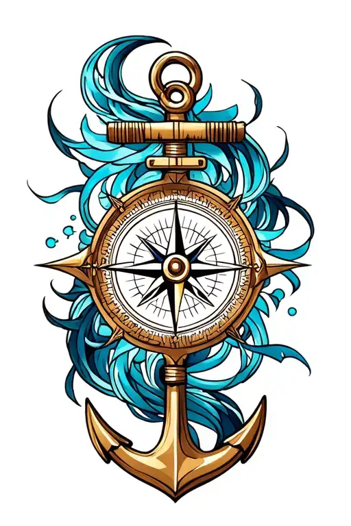 Compass With Anchor Intertwined