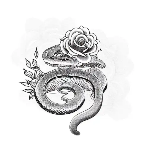 A Snake Slithering Through A Garden Of Roses And Various Flowers