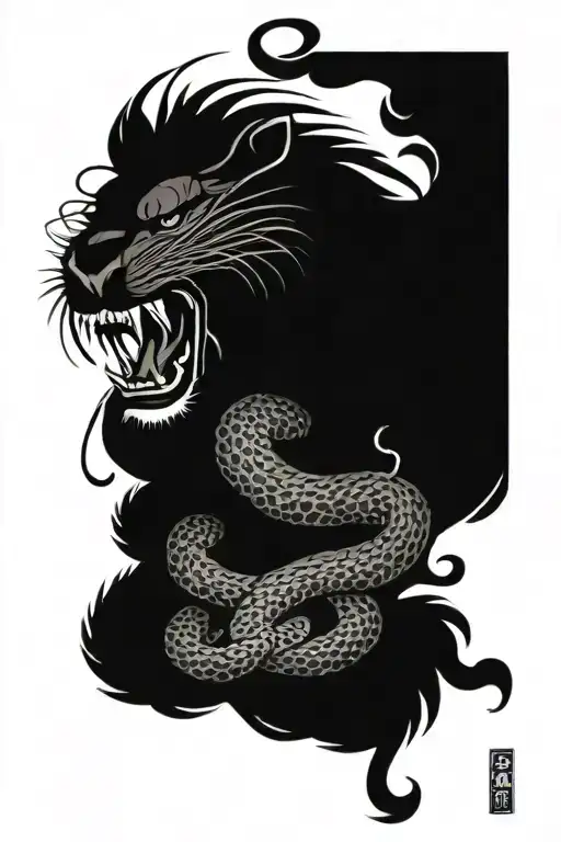 999 With Lion Wearing A Snake Coiled In Itis Arm