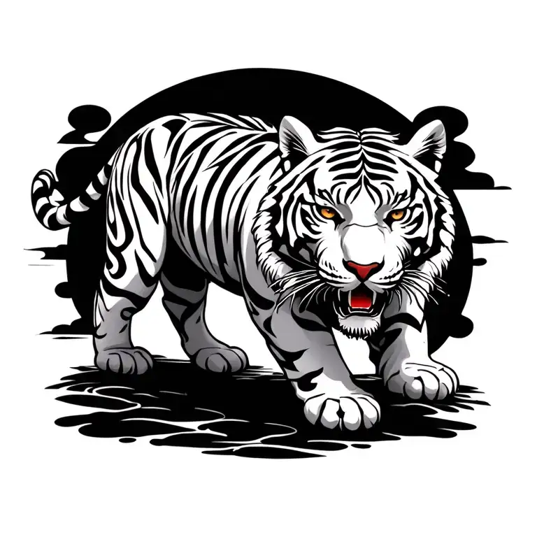 White Tiger Walking