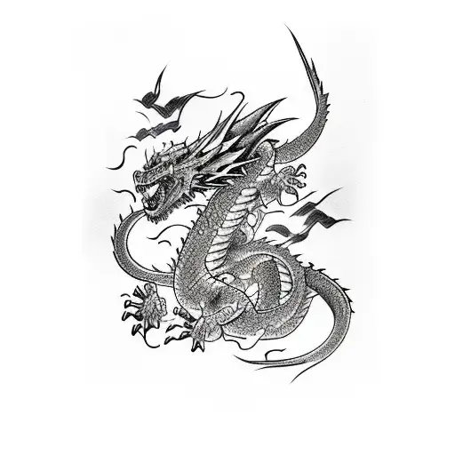 Aggressive Dragon For Full Sleeve